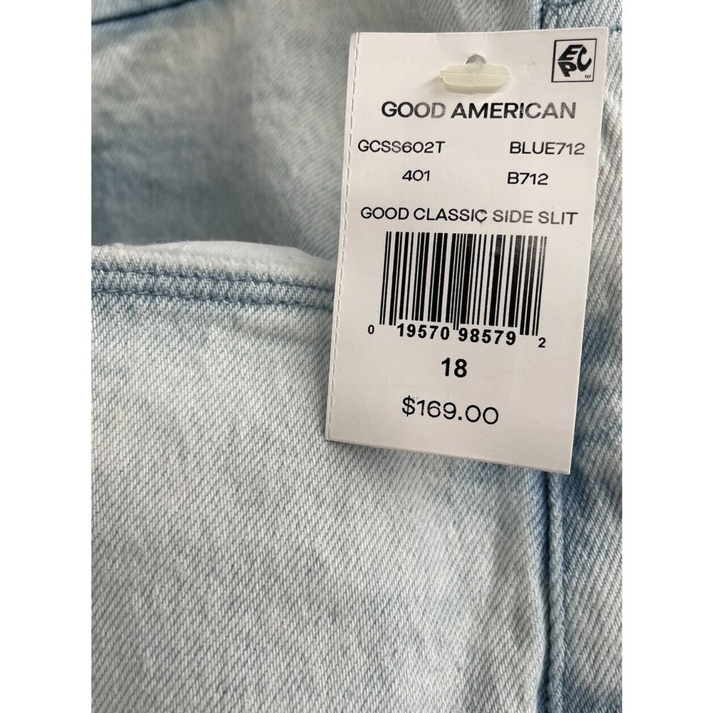 Good American Good Classic Side Slit Hi Rise Light Wash Jeans Size 18 $169 - Picture 11 of 11